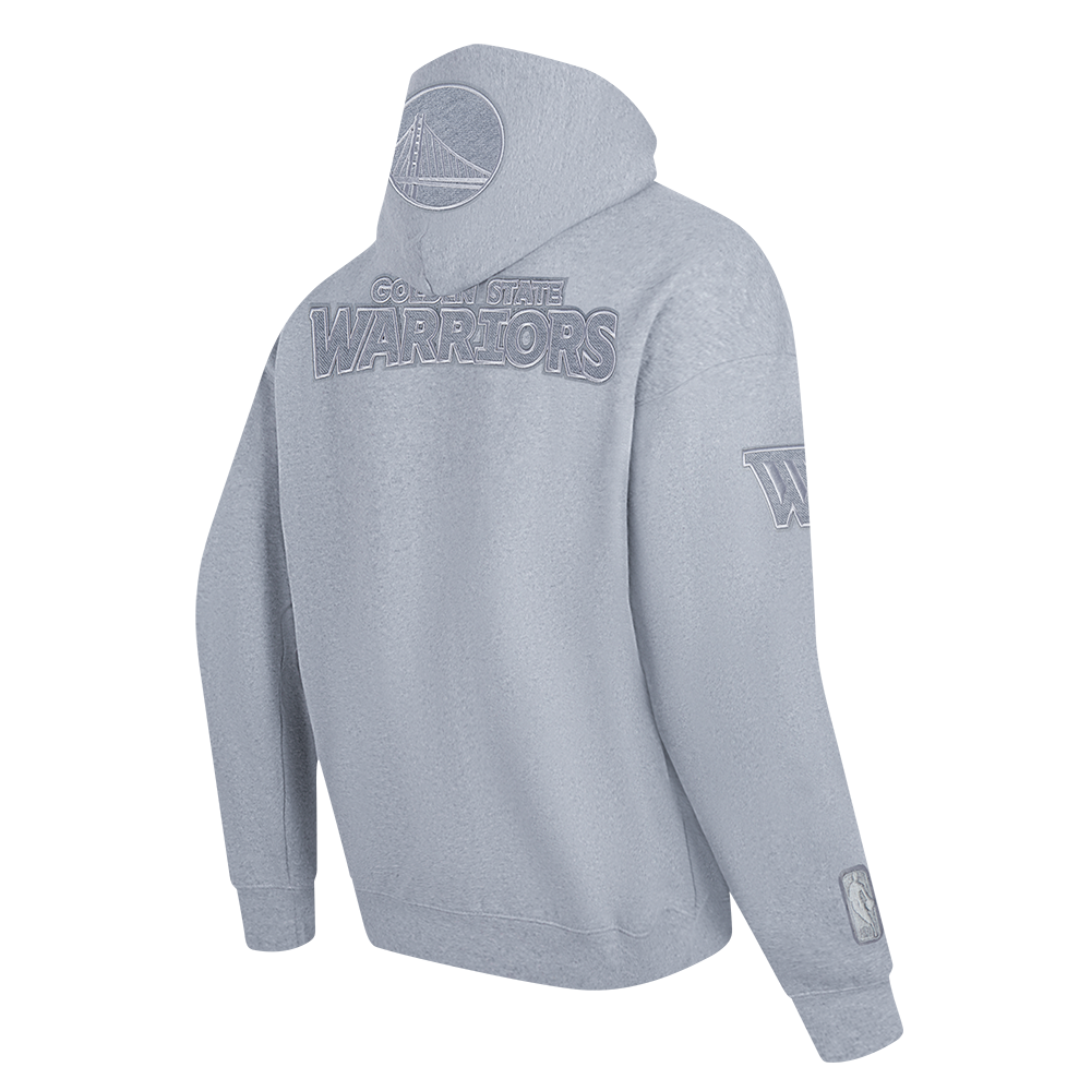 NBA GOLDEN STATE WARRIORS REVERSE FRENCH TERRY CHANDAIL À CAPUCHON EN MOLLETON À ÉPAULES TOMBANTES POUR HOMME (GRIS CHINÉ FONCÉ)