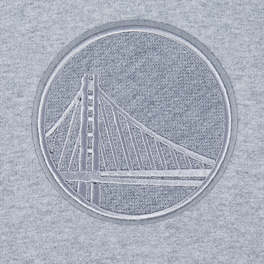 NBA GOLDEN STATE WARRIORS REVERSE FRENCH TERRY CHANDAIL À CAPUCHON EN MOLLETON À ÉPAULES TOMBANTES POUR HOMME (GRIS CHINÉ FONCÉ)