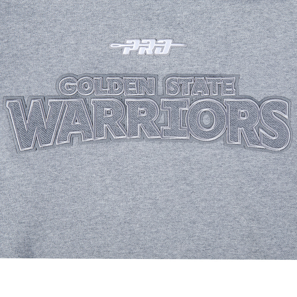 NBA GOLDEN STATE WARRIORS REVERSE FRENCH TERRY CHANDAIL À CAPUCHON EN MOLLETON À ÉPAULES TOMBANTES POUR HOMME (GRIS CHINÉ FONCÉ)