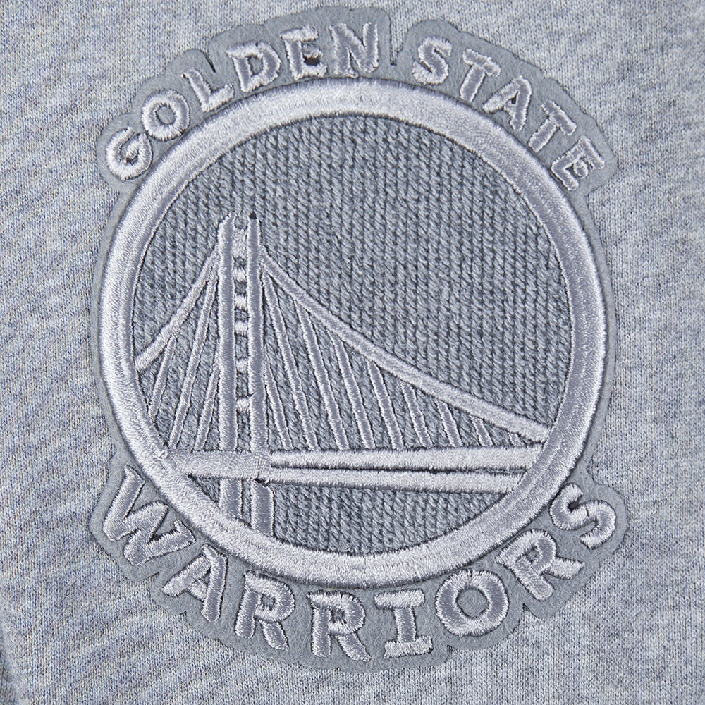 NBA GOLDEN STATE WARRIORS REVERSE FRENCH TERRY CHANDAIL À CAPUCHON EN MOLLETON À ÉPAULES TOMBANTES POUR HOMME (GRIS CHINÉ FONCÉ)