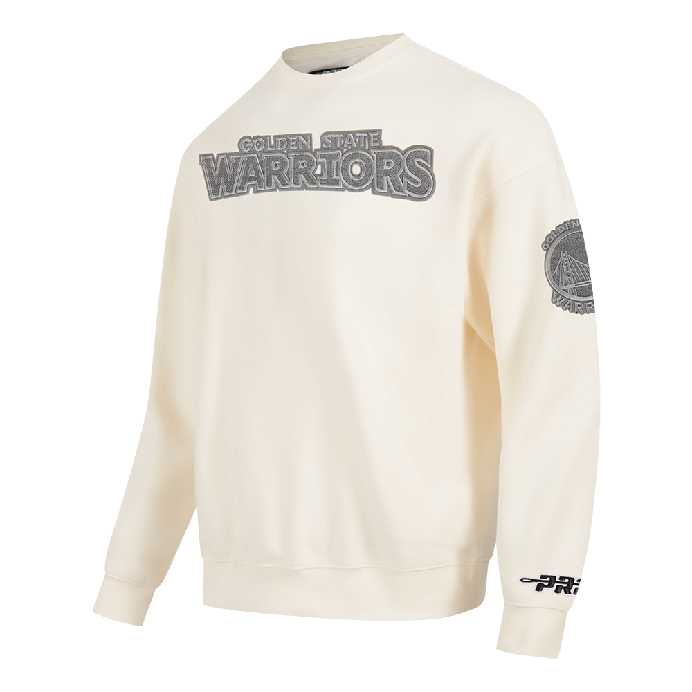 NBA GOLDEN STATE WARRIORS REVERSE FRENCH TERRY MEN'S DROP SHOULDER FLEECE CREWNECK (EGGSHELL)