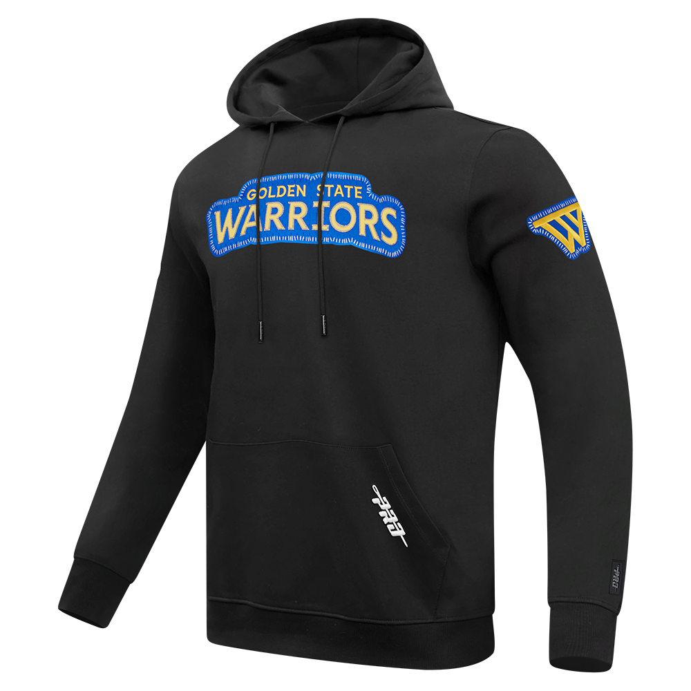 NBA GOLDEN STATE WARRIORS DIY PICK STITCH MEN'S DOUBLE KNIT PULLOVER HOODIE (BLACK)