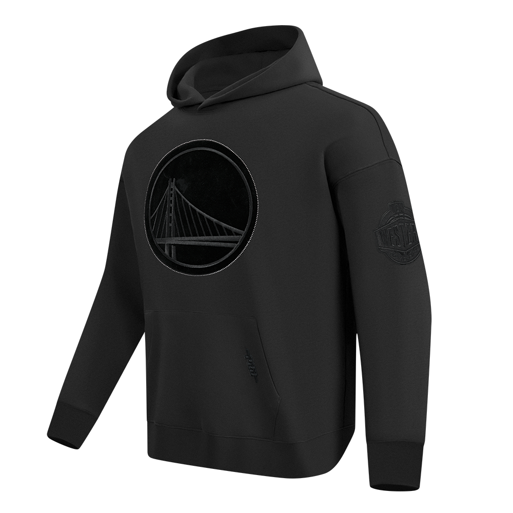 NBA GOLDEN STATE WARRIORS BLACKOUT CHANDAIL À CAPUCHON EN MOLLETON À ÉPAULES TOMBANTES POUR HOMME (NOIR)