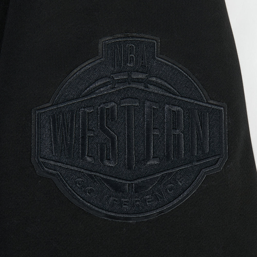 NBA GOLDEN STATE WARRIORS BLACKOUT CHANDAIL À CAPUCHON EN MOLLETON À ÉPAULES TOMBANTES POUR HOMME (NOIR)