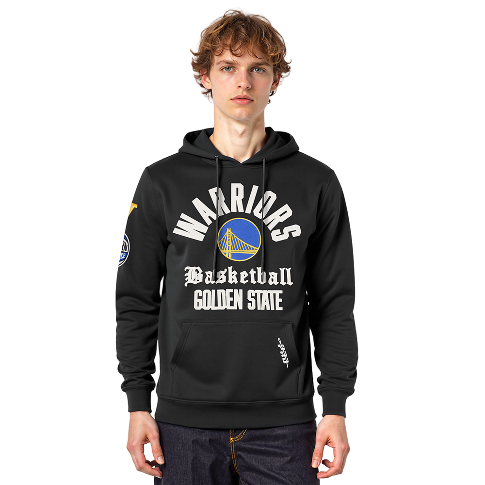 NBA GOLDEN STATE WARRIORS MODERN ORIGINALS MEN'S FLC PO HOODIE (BLACK)