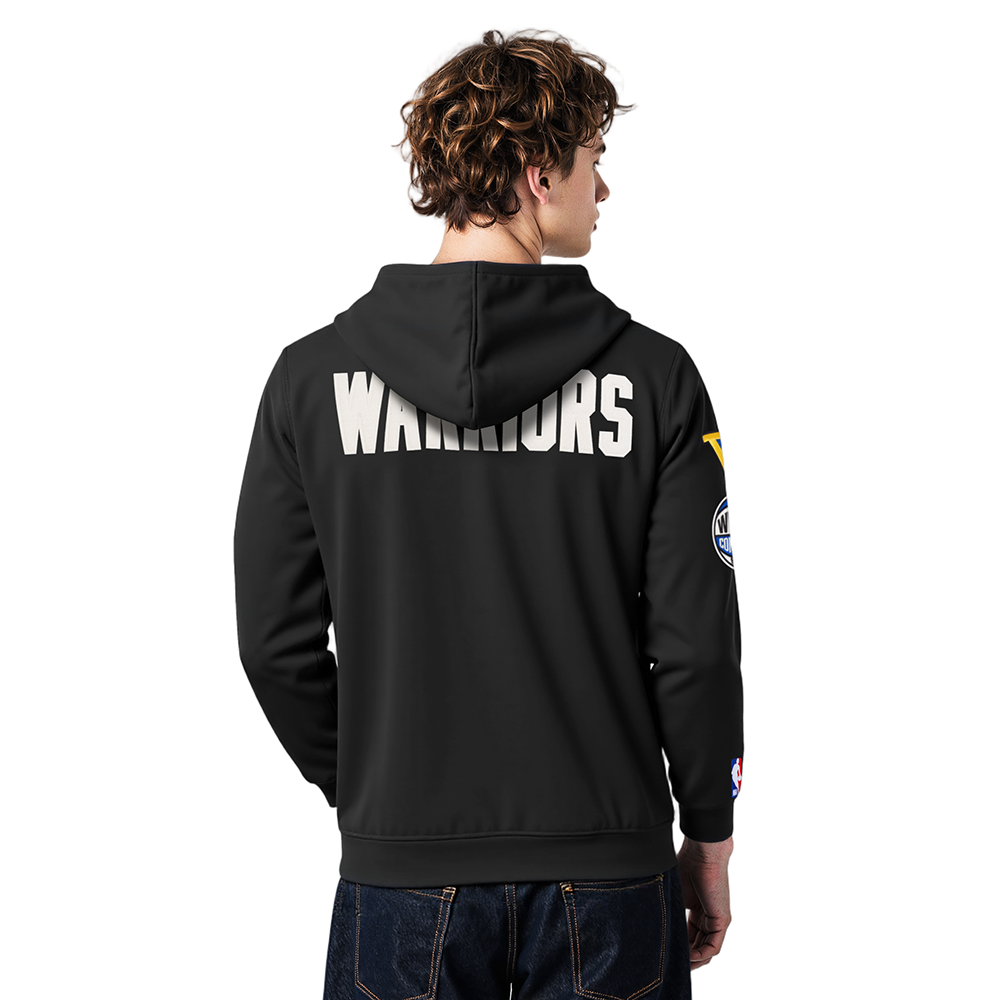NBA GOLDEN STATE WARRIORS MODERN ORIGINALS MEN'S FLC PO HOODIE (BLACK)