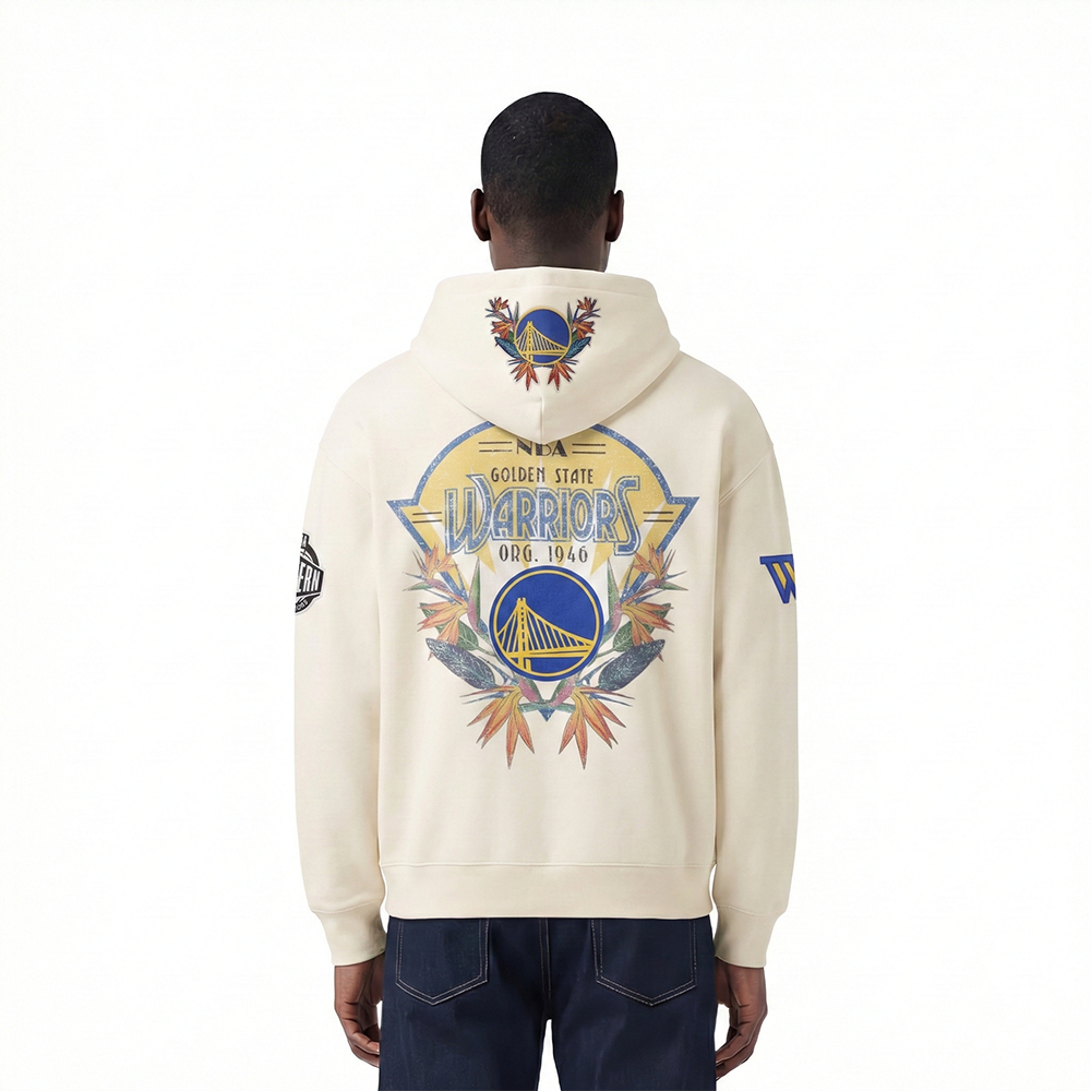 NBA GOLDEN STATE WARRIORS PARADISE MEN'S PULL OVER HOODIE (EGGSHELL)