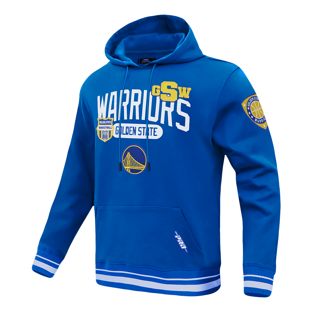 NBA GOLDEN STATE WARRIORS LETTERMAN CHANDAIL À CAPUCHON POUR HOMME (BLEU ROYAL)