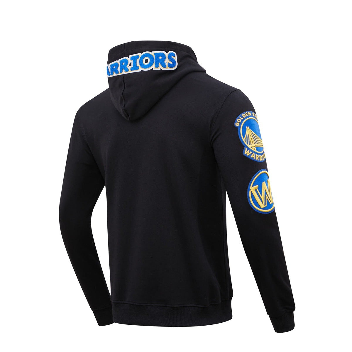 NBA GOLDEN STATE WARRIORS CLASSIC CHENILLE MEN'S PULLOVER HOODIE (BLACK)