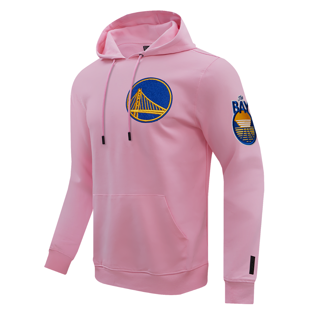 NBA GOLDEN STATE WARRIORS CLASSIC CHENILLE MEN'S PULLOVER HOODIE (PINK)