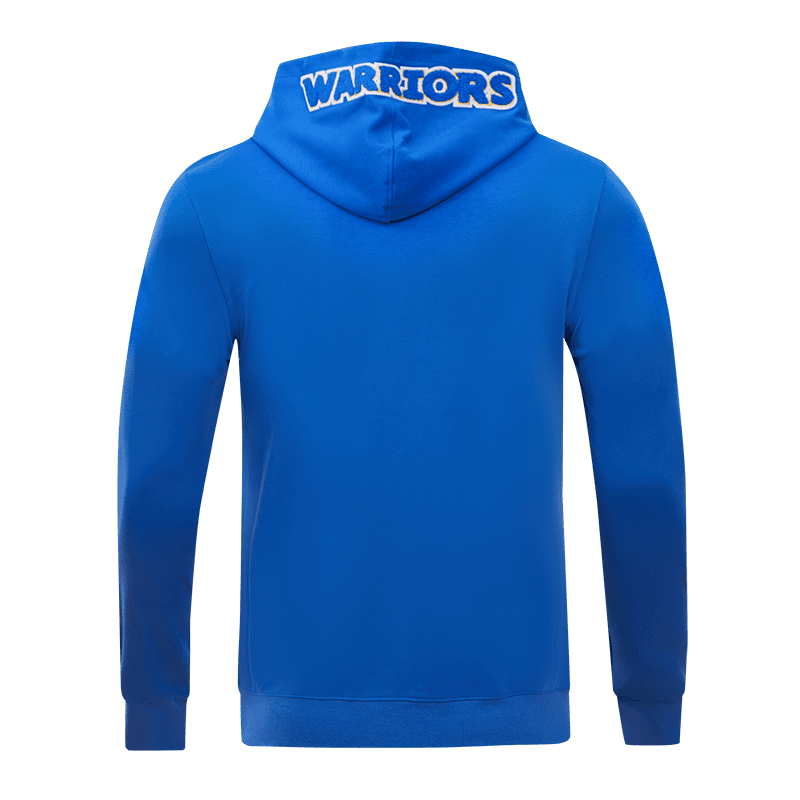 NBA GOLDEN STATE WARRIORS CLASSIC CHENILLE MEN'S PULLOVER HOODIE (ROYAL BLUE)
