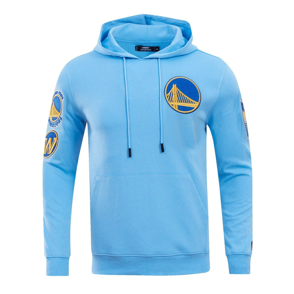 NBA GOLDEN STATE WARRIORS CLASSIC CHENILLE MEN'S PULLOVER HOODIE (UNIVERSITY BLUE)