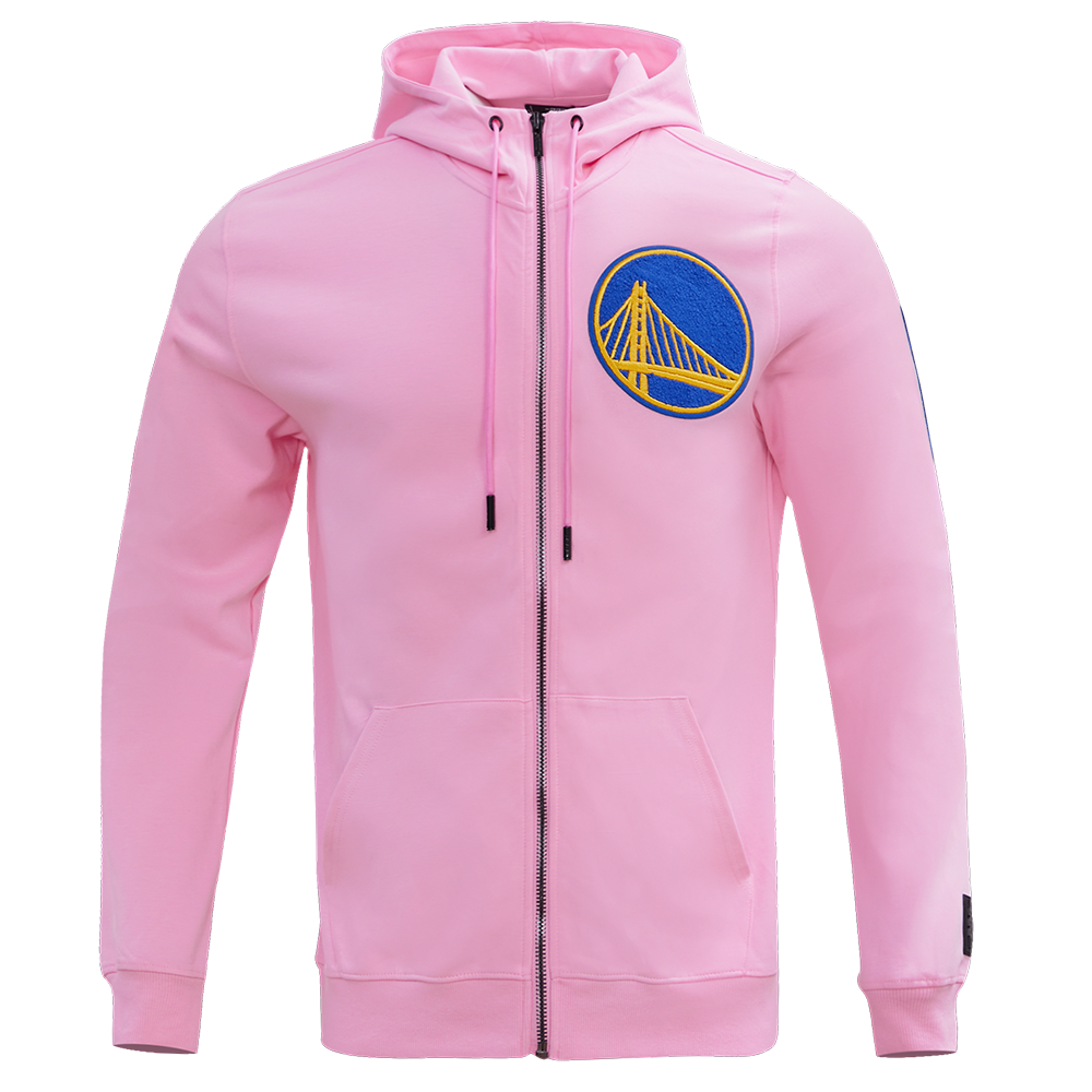 NBA GOLDEN STATE WARRIORS CLASSIC CHENILLE CHANDAIL À CAPUCHON À GLISSIÈRE POUR HOMME (ROSE)
