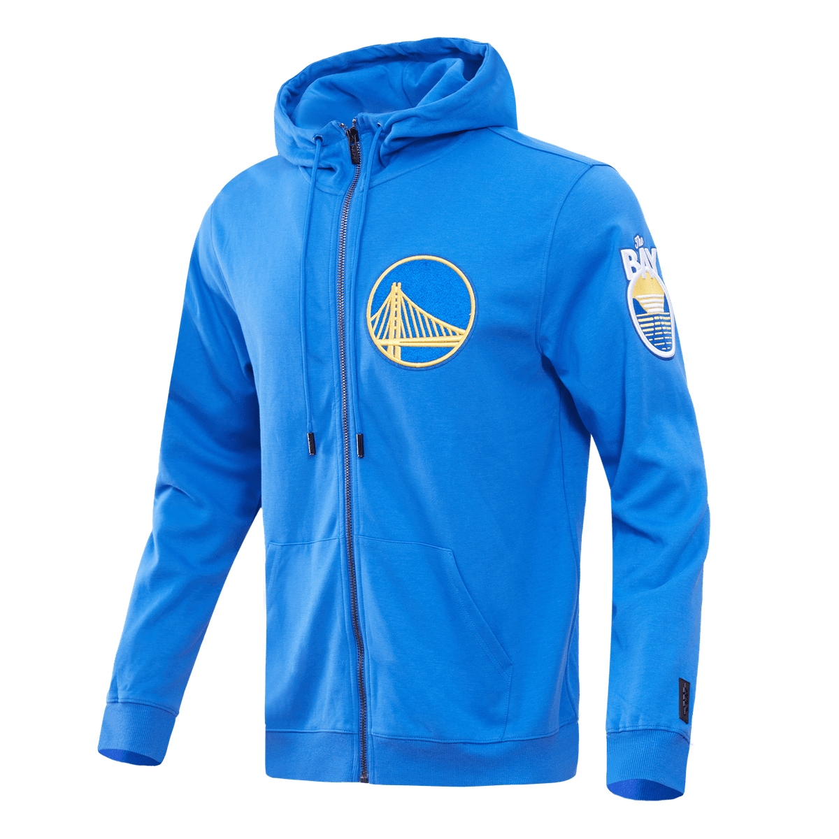 NBA GOLDEN STATE WARRIORS CLASSIC CHENILLE MEN'S FULL ZIP PULLOVER HOODIE (ROYAL BLUE)