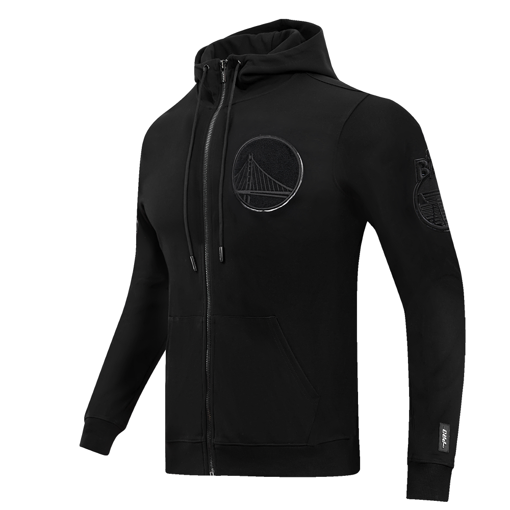 NBA GOLDEN STATE WARRIORS TRIPLE BLACK CHANDAIL À CAPUCHON À GLISSIÈRE LOGO (TRIPLE NOIR)