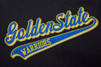 NBA GOLDEN STATE WARRIORS SCRIPT TAIL MEN'S VARSITY JACKET (BLACK/ROYAL BLUE/BLACK)