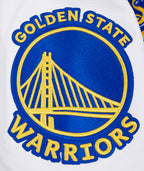 NBA GOLDEN STATE WARRIORS SCRIPT TAIL MEN'S VARSITY JACKET (ROYAL BLUE/WHITE)