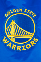 NBA GOLDEN STATE WARRIORS SCRIPT TAIL BLOUSON EN SATIN POUR HOMME (BLEU ROYAL)