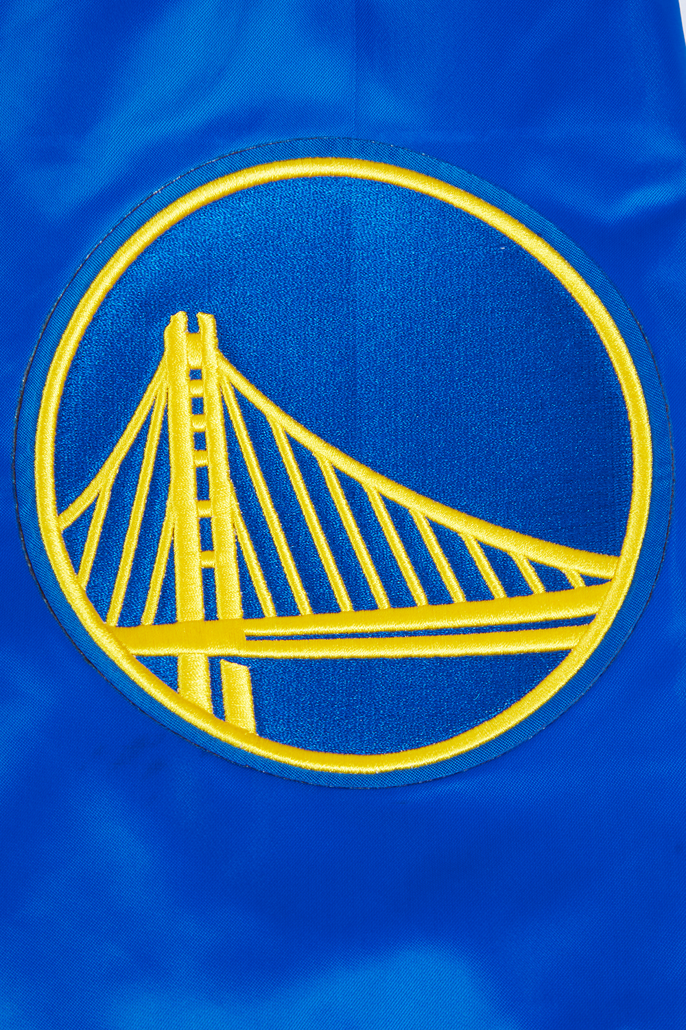 NBA GOLDEN STATE WARRIORS SCRIPT TAIL BLOUSON EN SATIN POUR HOMME (BLEU ROYAL)
