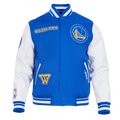 NBA GOLDEN STATE WARRIORS DIY PICK STITCH MEN'S VARSITY JACKET (ROYAL BLUE/WHITE)