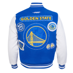 NBA GOLDEN STATE WARRIORS DIY PICK STITCH MEN'S VARSITY JACKET (ROYAL BLUE/WHITE)