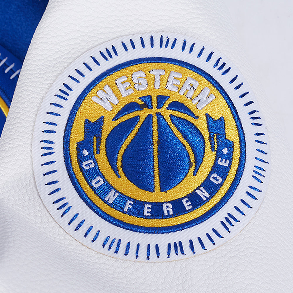 NBA GOLDEN STATE WARRIORS DIY PICK STITCH MEN'S VARSITY JACKET (ROYAL BLUE/WHITE)
