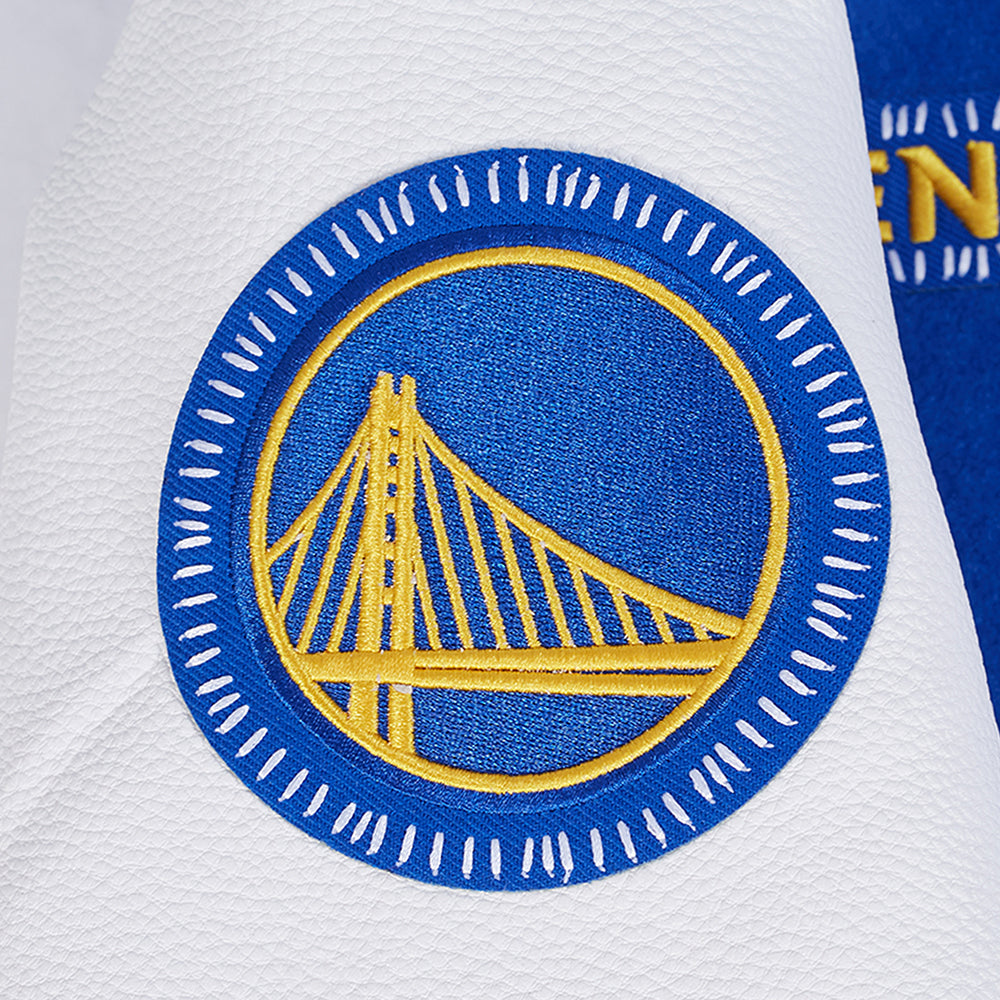 NBA GOLDEN STATE WARRIORS DIY PICK STITCH MEN'S VARSITY JACKET (ROYAL BLUE/WHITE)