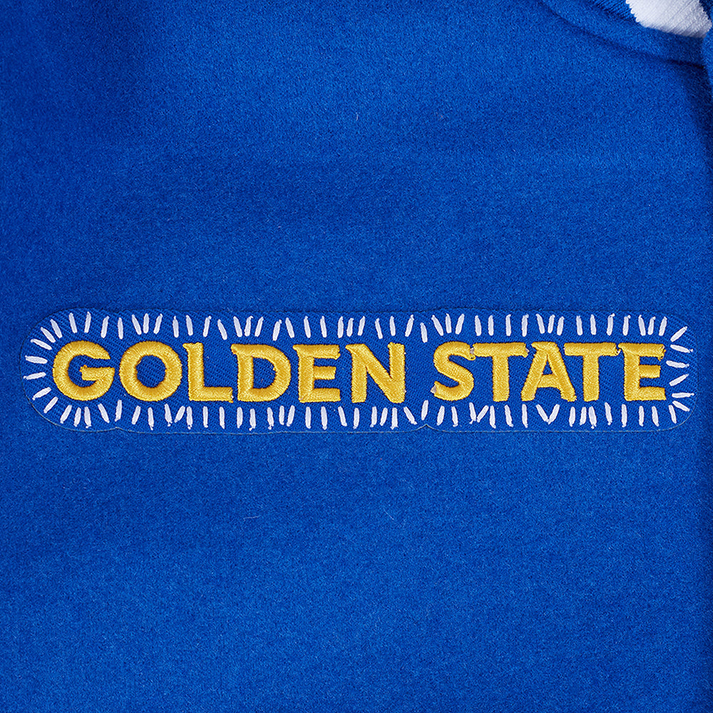 NBA GOLDEN STATE WARRIORS DIY PICK STITCH MEN'S VARSITY JACKET (ROYAL BLUE/WHITE)