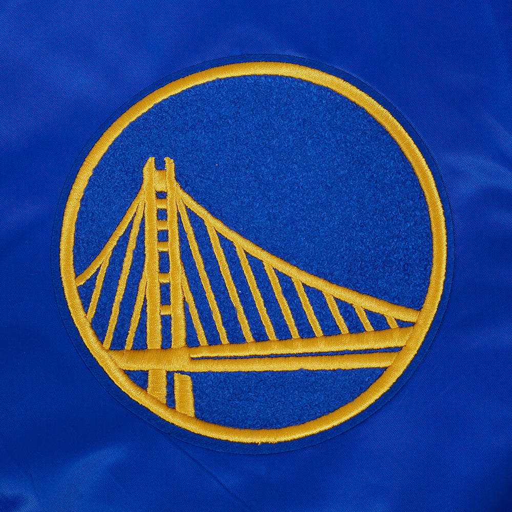 NBA GOLDEN STATE WARRIORS SOUVENIR BLOUSON EN SATIN POUR HOMME (BLEU ROYAL)