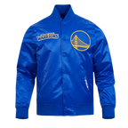 NBA GOLDEN STATE WARRIORS SOUVENIR BLOUSON EN SATIN POUR HOMME (BLEU ROYAL)