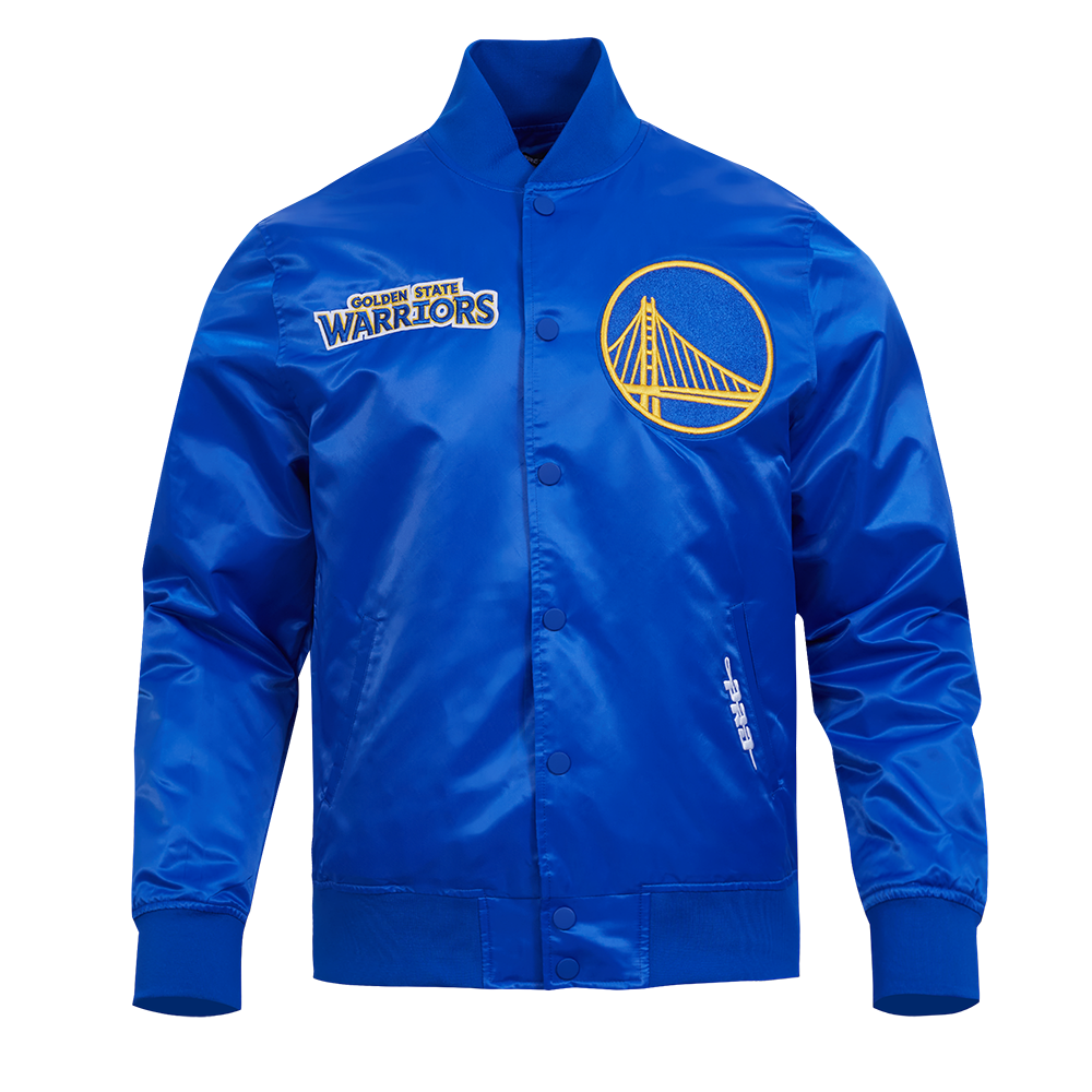 NBA GOLDEN STATE WARRIORS SOUVENIR BLOUSON EN SATIN POUR HOMME (BLEU ROYAL)