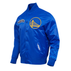 NBA GOLDEN STATE WARRIORS SOUVENIR BLOUSON EN SATIN POUR HOMME (BLEU ROYAL)
