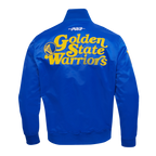 NBA GOLDEN STATE WARRIORS SOUVENIR BLOUSON EN SATIN POUR HOMME (BLEU ROYAL)