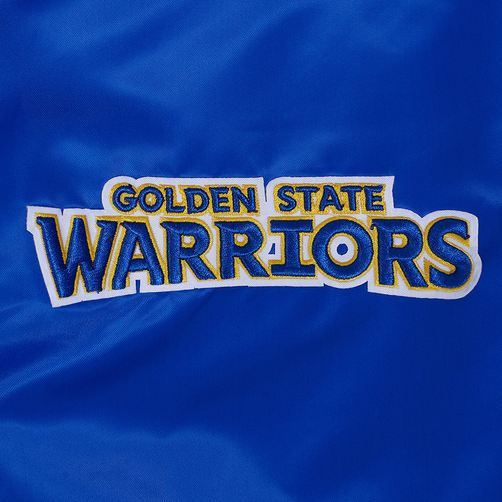 NBA GOLDEN STATE WARRIORS SOUVENIR BLOUSON EN SATIN POUR HOMME (BLEU ROYAL)
