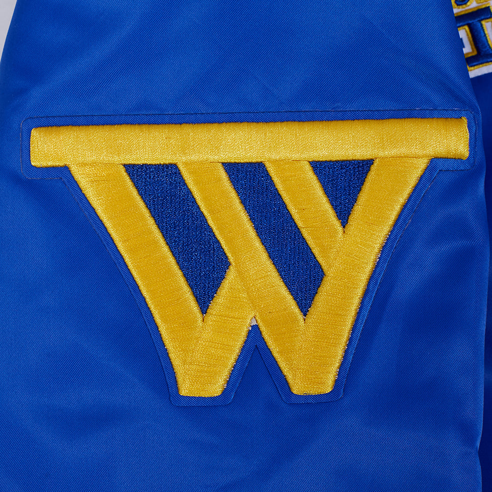NBA GOLDEN STATE WARRIORS SOUVENIR BLOUSON EN SATIN POUR HOMME (BLEU ROYAL)