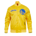 NBA GOLDEN STATE WARRIORS SOUVENIR BLOUSON EN SATIN POUR HOMME (JAUNE)