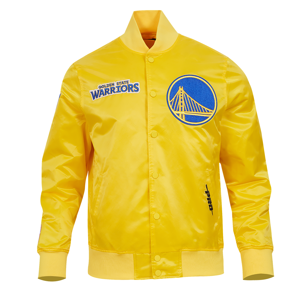 NBA GOLDEN STATE WARRIORS SOUVENIR BLOUSON EN SATIN POUR HOMME (JAUNE)