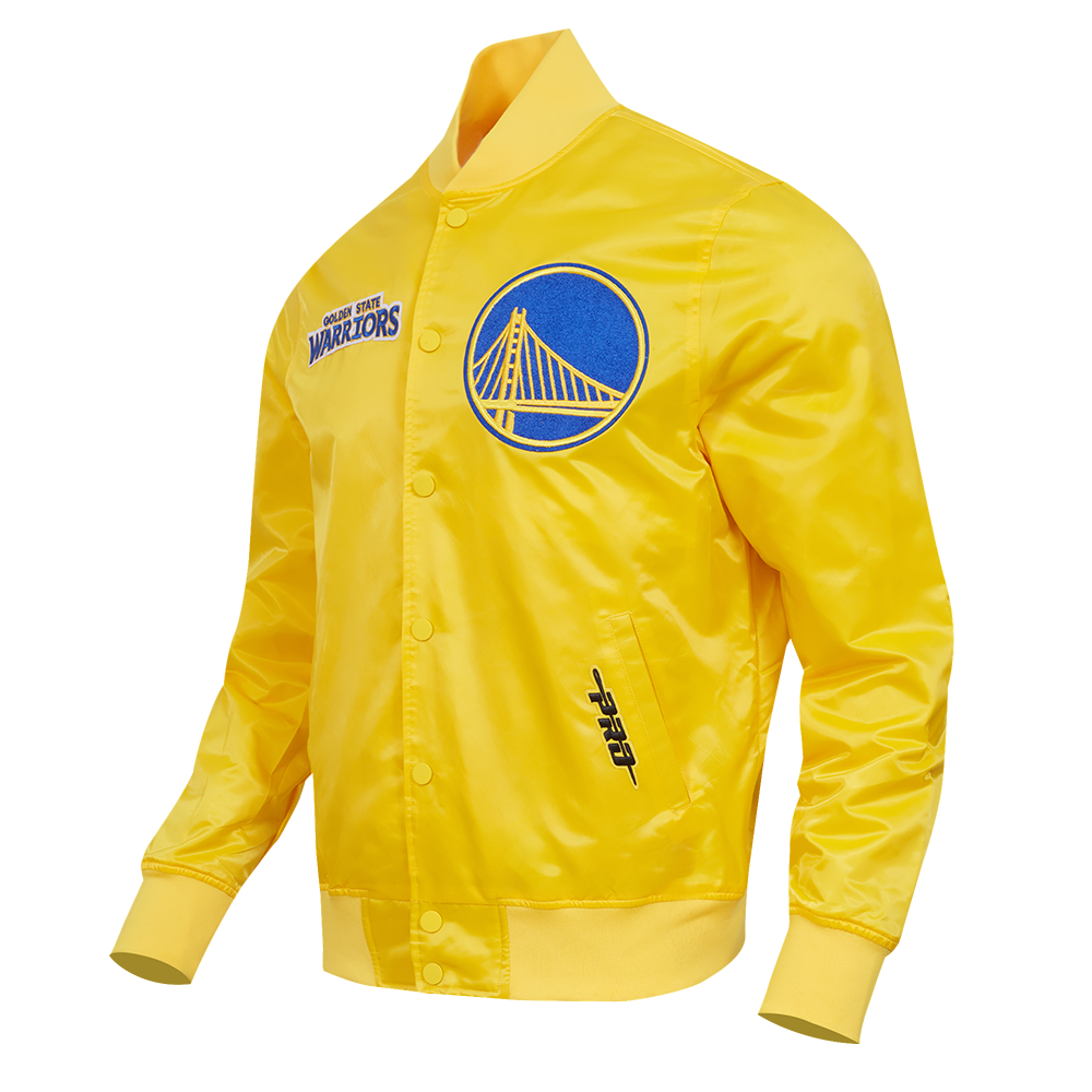 NBA GOLDEN STATE WARRIORS SOUVENIR BLOUSON EN SATIN POUR HOMME (JAUNE)