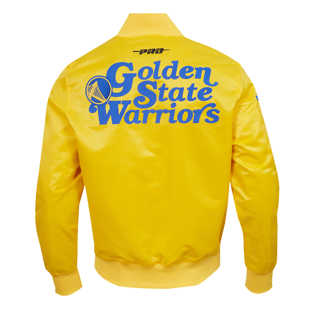 NBA GOLDEN STATE WARRIORS SOUVENIR BLOUSON EN SATIN POUR HOMME (JAUNE)
