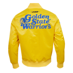NBA GOLDEN STATE WARRIORS SOUVENIR BLOUSON EN SATIN POUR HOMME (JAUNE)