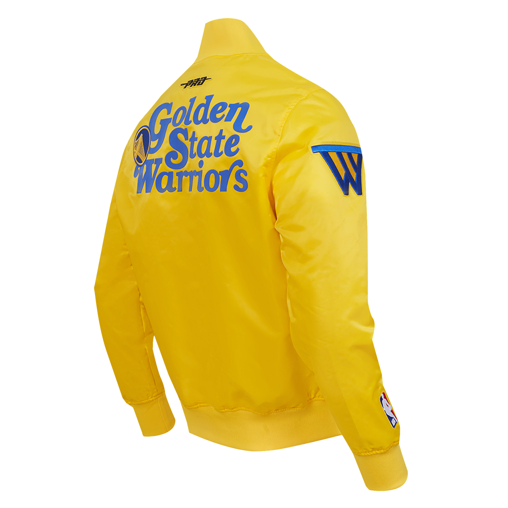 NBA GOLDEN STATE WARRIORS SOUVENIR BLOUSON EN SATIN POUR HOMME (JAUNE)