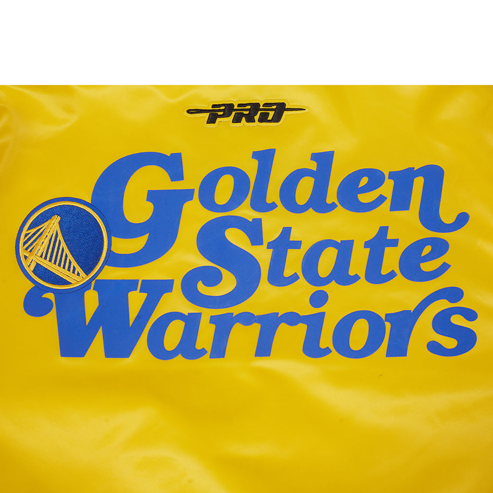 NBA GOLDEN STATE WARRIORS SOUVENIR BLOUSON EN SATIN POUR HOMME (JAUNE)