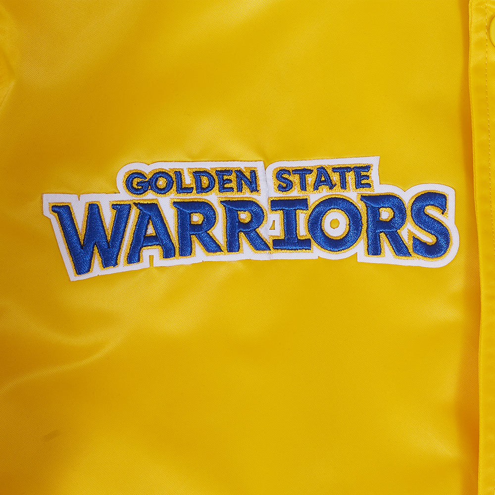 NBA GOLDEN STATE WARRIORS SOUVENIR BLOUSON EN SATIN POUR HOMME (JAUNE)