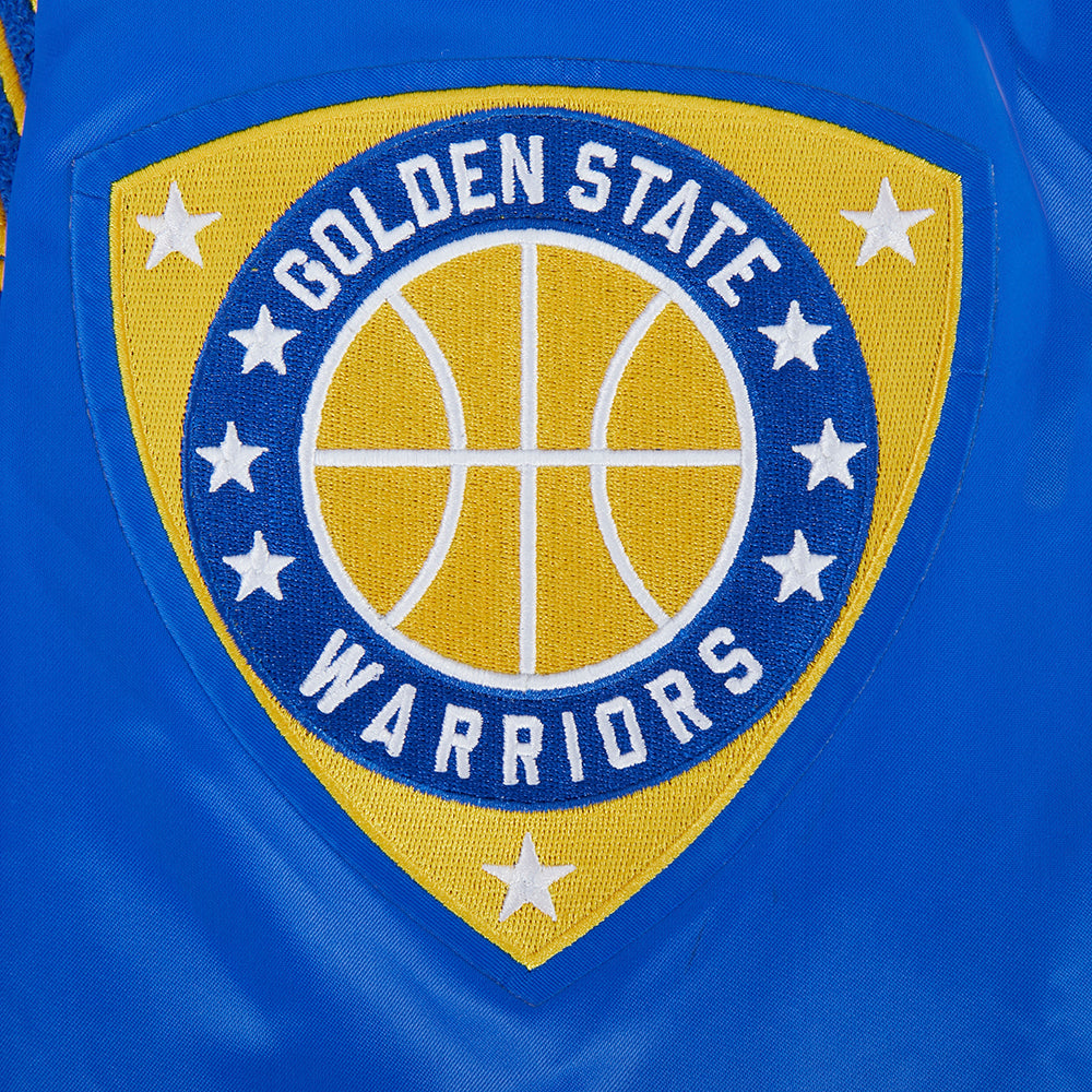 NBA GOLDEN STATE WARRIORS LETTERMAN MEN'S SATIN JACKET (ROYAL BLUE)