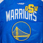 NBA GOLDEN STATE WARRIORS LETTERMAN MEN'S SATIN JACKET (ROYAL BLUE)