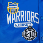 NBA GOLDEN STATE WARRIORS LETTERMAN MEN'S SATIN JACKET (ROYAL BLUE)