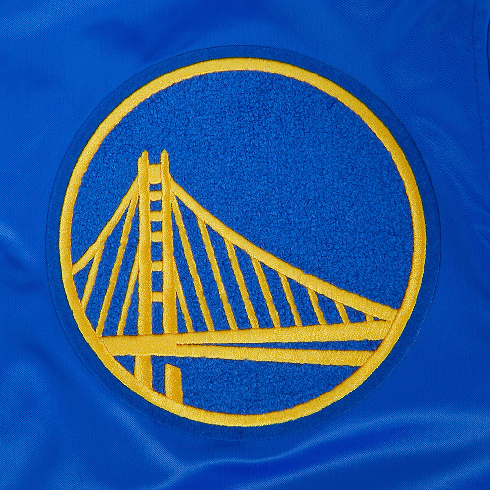 NBA GOLDEN STATE WARRIORS LETTERMAN MEN'S SATIN JACKET (ROYAL BLUE)