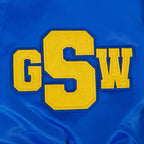 NBA GOLDEN STATE WARRIORS LETTERMAN MEN'S SATIN JACKET (ROYAL BLUE)