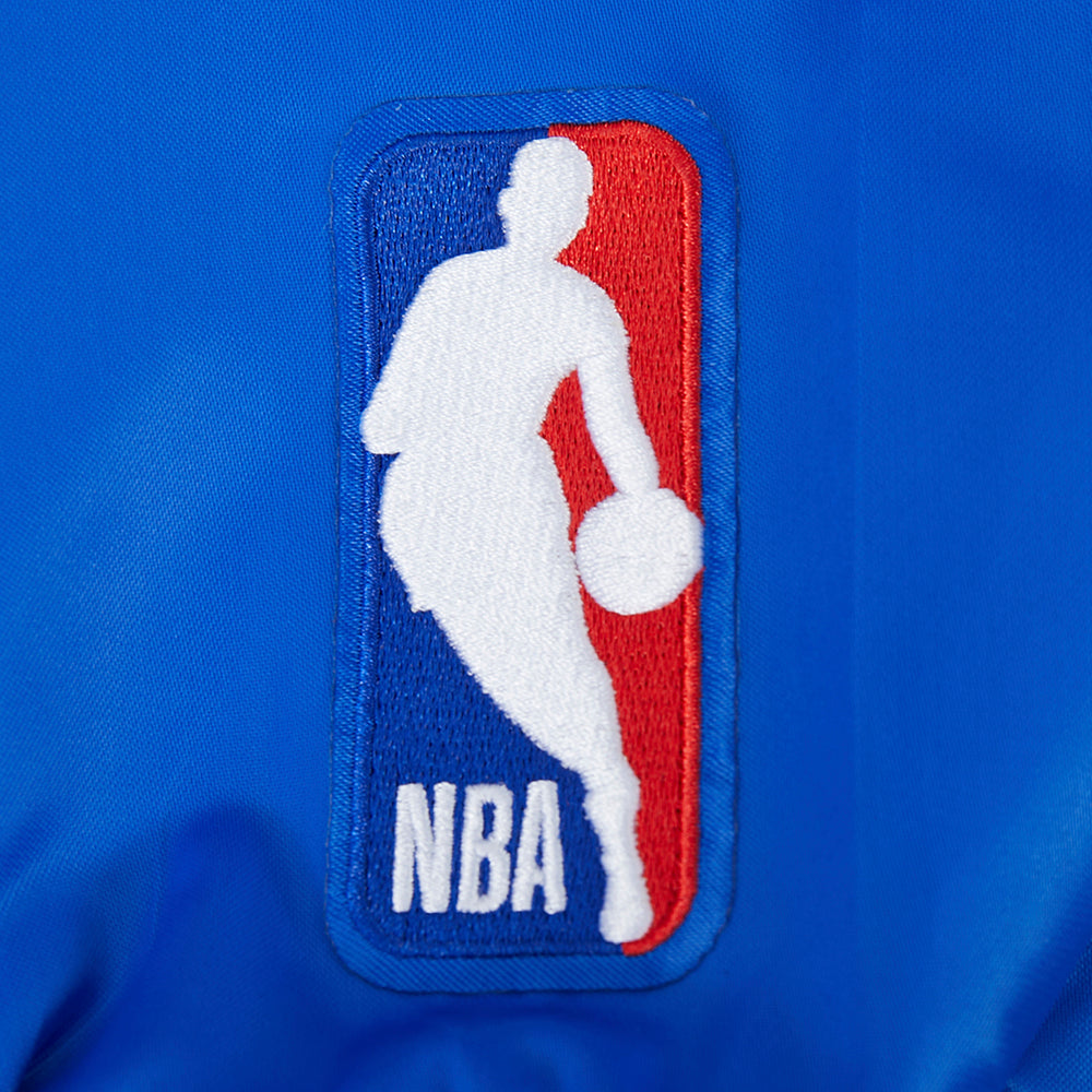 NBA GOLDEN STATE WARRIORS LETTERMAN MEN'S SATIN JACKET (ROYAL BLUE)