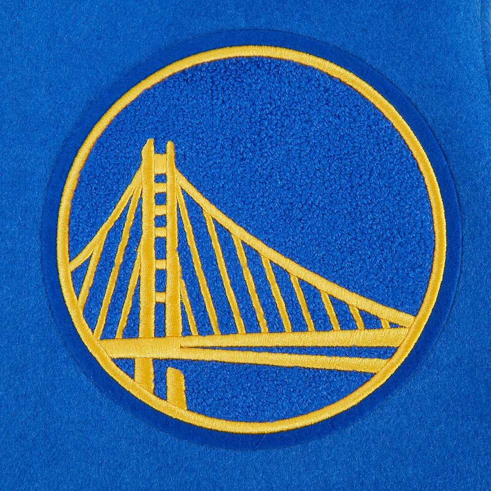 NBA GOLDEN STATE WARRIORS LETTERMAN BLOUSON COLLÉGIAL POUR HOMME (BLEU ROYAL/BLANC)